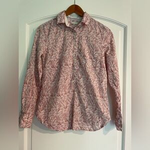 J. Crew Printed Voile Popover Pink and White Floral Button-Down Shirt